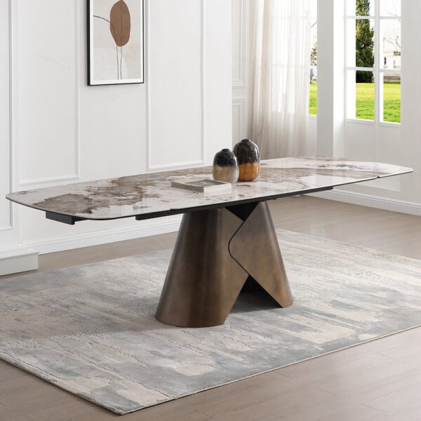 Ferndale Ceramic Marble Extending Dining Table In Matt White