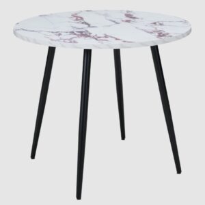 Hobart Wooden Round Dining Table In Violetta Marble Effect
