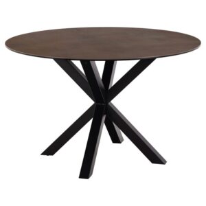 Hyeres Ceramic Round Dining Table In Rusty Brown Lemco