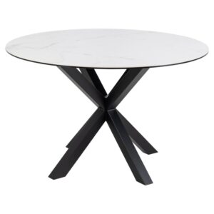 Hyeres Ceramic Round Dining Table In White Akranes