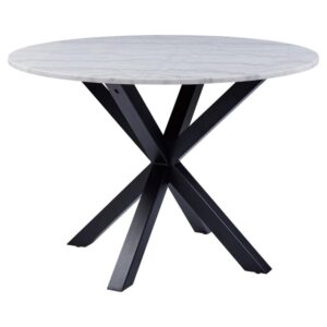 Hyeres Ceramic Round Dining Table In White Guangxi