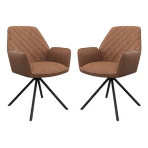 Lenox Tan Faux Leather Dining Chairs In Pair