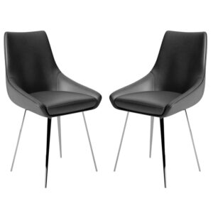 Levant Grey Faux Leather Dining Chairs In Pair