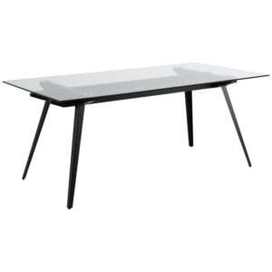 Marietta Clear Glass Rectangular Dining Table With Black Legs