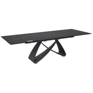 Sellersville Ceramic Marble Extending Dining Table In Black