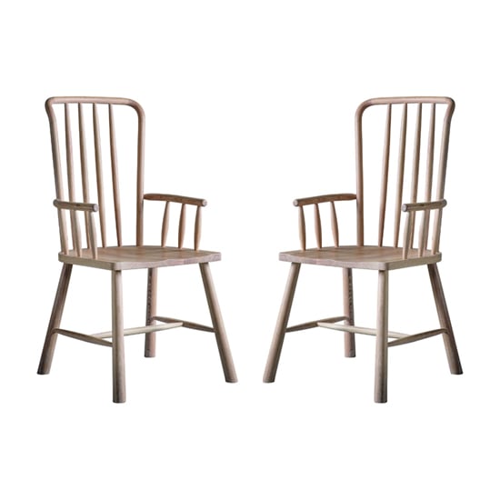 Burbank Oak Wood Carver Dining Chairs In Pair