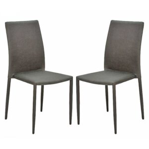 Enzi Dark Grey Fabric Dining Chairs In Pair