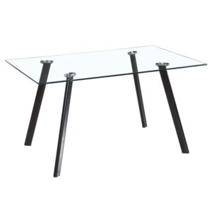 Gilroy Clear Glass Rectangular Dining Table With Black Legs