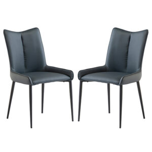 Malmo Teal Faux Leather Dining Chairs With Black Legs In Pair