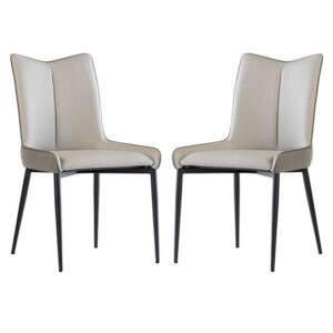 Newark Grey And Light Grey Faux Leather Dining Chairs In Pair