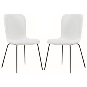 Ontario Ivory Fabric Dining Chairs With Black Legs In Pair
