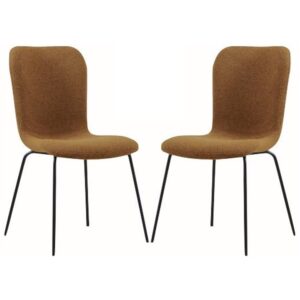 Ontario Tan Fabric Dining Chairs With Black Legs In Pair