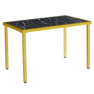 Ovid Gloss Black Marble Effect Dining Table With Gold Frame