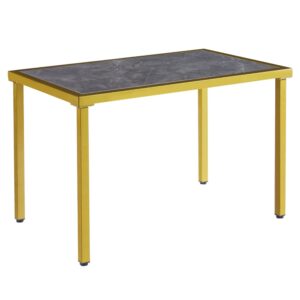 Ovid Gloss Grey Marble Effect Dining Table With Gold Frame