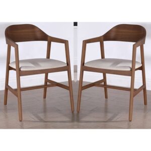 Cairo Walnut Wooden Carver Dining Chairs In Pair