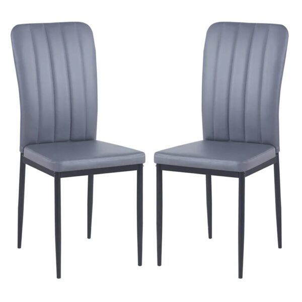 Logan Grey Faux Leather Dining Chairs In Pair