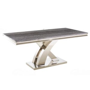 Merritt Marble Rectangular Dining Table In Grey