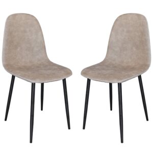 Simons Fawn Faux Leather Dining Chairs In Pair
