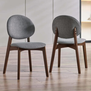 Argyle Grey Fabric Dining Chairs With Walnut Legs – Pair
