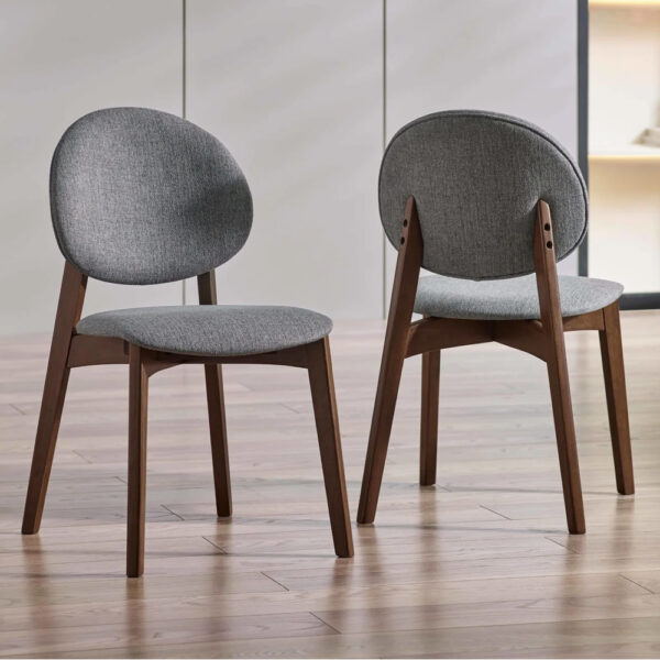 Argyle Grey Fabric Dining Chairs With Walnut Legs - Pair
