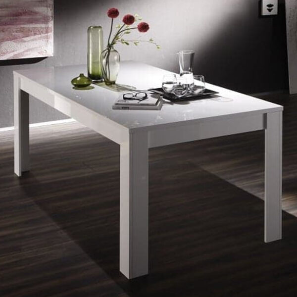 Benetti High Gloss Rectangular Dining Table In White