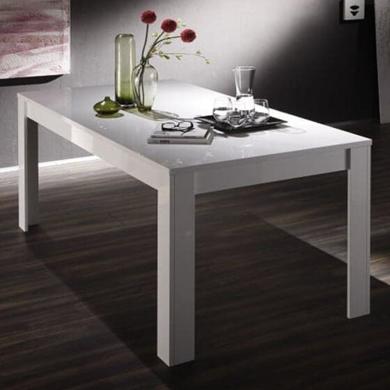 Benetti High Gloss Rectangular Dining Table In White
