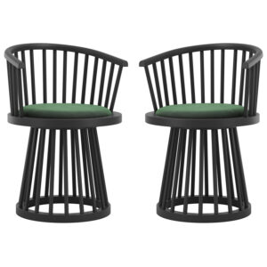 Biloxi Forest Green Velvet Dining Chairs With Wooden Frame – Pair