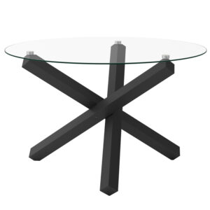 Cupric Clear Glass Dining Table With Black Metal Legs