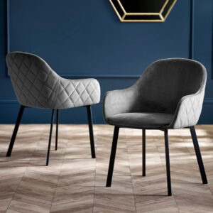 Lajas Grey Velvet Dining Chairs – Pair
