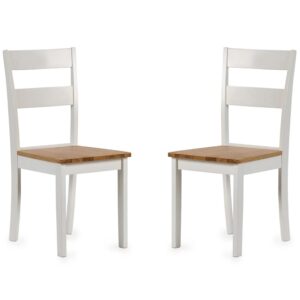 Lamar White And Light Brown Wooden Dining Chairs – Pair