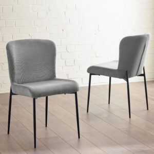Luling Grey Velvet Dining Chairs With Black Legs - Pair