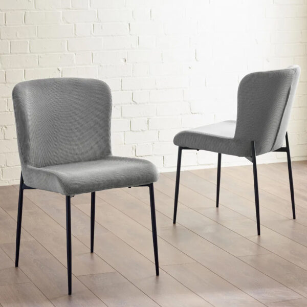 Luling Grey Velvet Dining Chairs With Black Legs - Pair