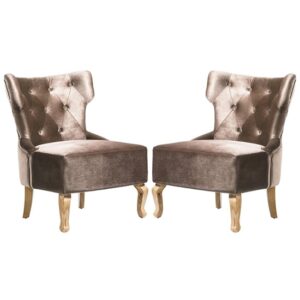 Narvel Beige Velvet Dining Chairs With Wooden Legs In Pair