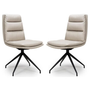 Norton Taupe PVC Fabric Dining Chairs With Metal Legs In Pair