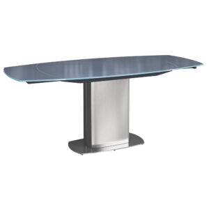 Oliver Glass Extending Dining Table With Steel Base In Grey