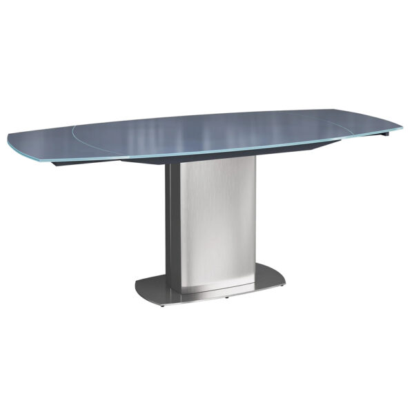 Oliver Glass Extending Dining Table With Steel Base In Grey