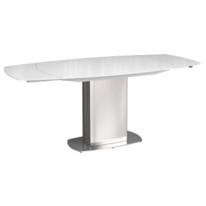 Oliver Glass Extending Dining Table With Steel Base In White