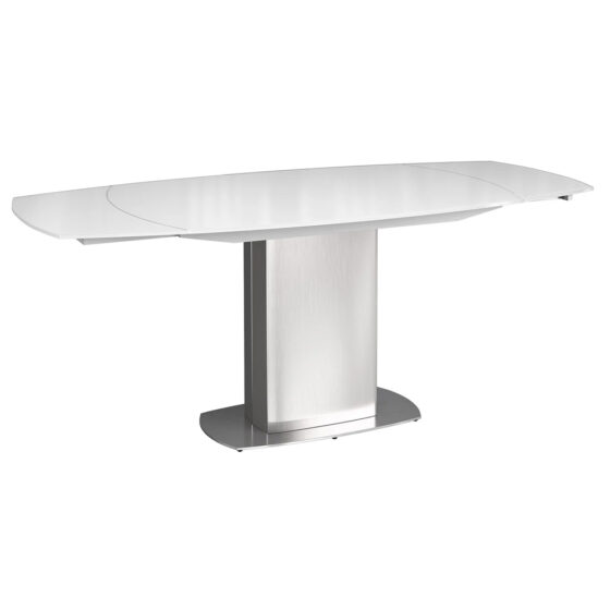 Oliver Glass Extending Dining Table With Steel Base In White