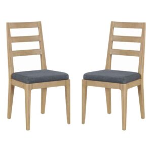Petaluma Wooden Dining Chairs With Fabric Seat In Pair – Oak