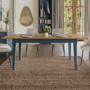 Sanford Wooden Extending Dining Table In Blue And Oak