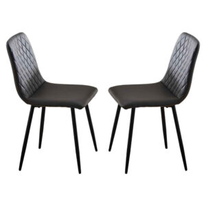 Attica Dark Grey Leather Dining Chairs – Pair