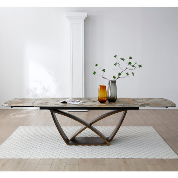 Lewiston Ceramic Marble Extending Dining Table In Matt Ivory