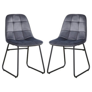 Lyster Grey Velvet Dining Chairs In A Pair