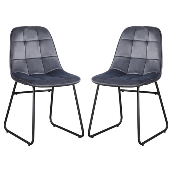 Lyster Grey Velvet Dining Chairs In A Pair