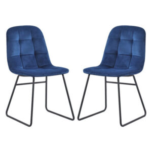 Lyster Sapphire Blue Velvet Dining Chairs In A Pair