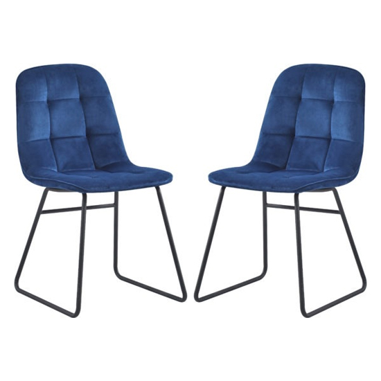 Lyster Sapphire Blue Velvet Dining Chairs In A Pair