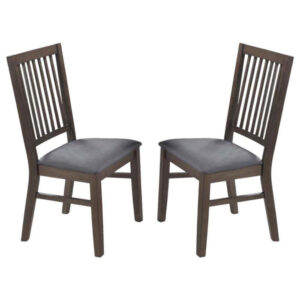 Rochelle Dark Oak Wooden Dining Chairs With Fabric Seat – Pair