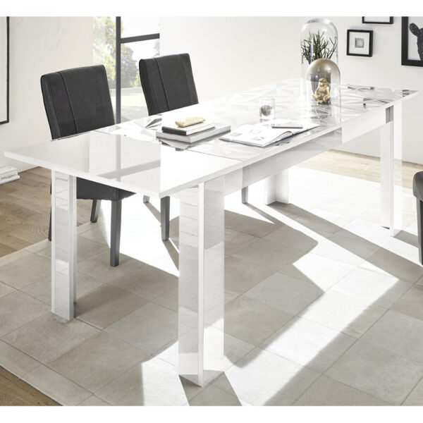 Arlon High Gloss Rectangular Extending Dining Table In White