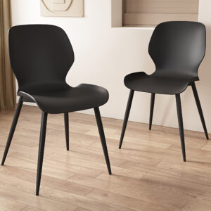 Arta Curved Plastic Dining Chairs In Pair – Black