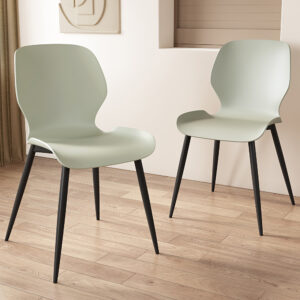 Arta Curved Plastic Dining Chairs In Pair – Green